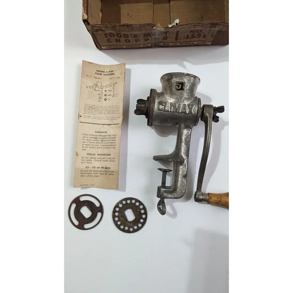 Vintage‎ Climax 51 Food Meat Chopper Universal Union Mfg Co No 1551 Box Manual
